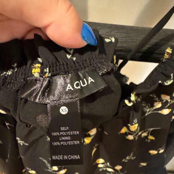 Aqua Black and Yellow Flowered Camisole with Tie-up Straps - Picture 2 of 4